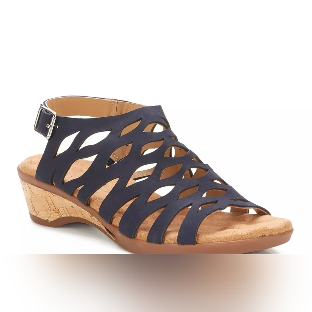 NWOT Ros Hommerson Katia Sandal Navy Nubuck Size 9